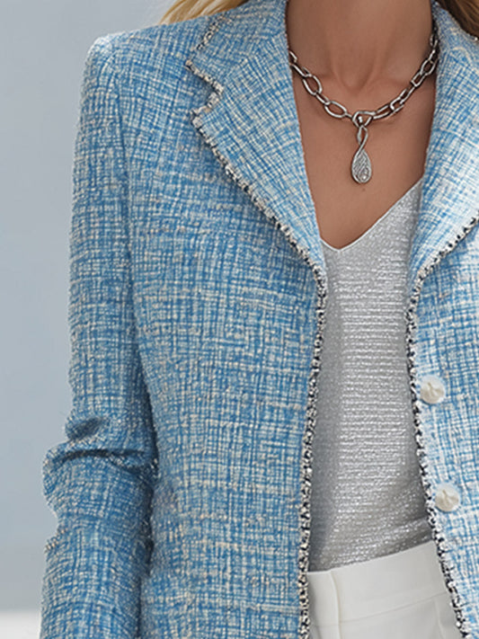 Pina&Noir | Şık ve Lüks Açık Mavi Tüvit Blazer
