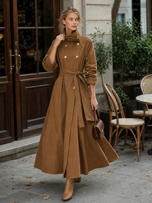 Pina&Noir | Urban Yüksek Yaka Kruvaze Kemerli Kot Trençkot