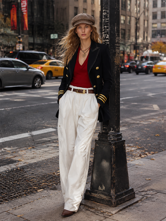 Pina&Noir | Şık Urban Altın Tonlu Metal Toka Detaylı Siyah Blazer
